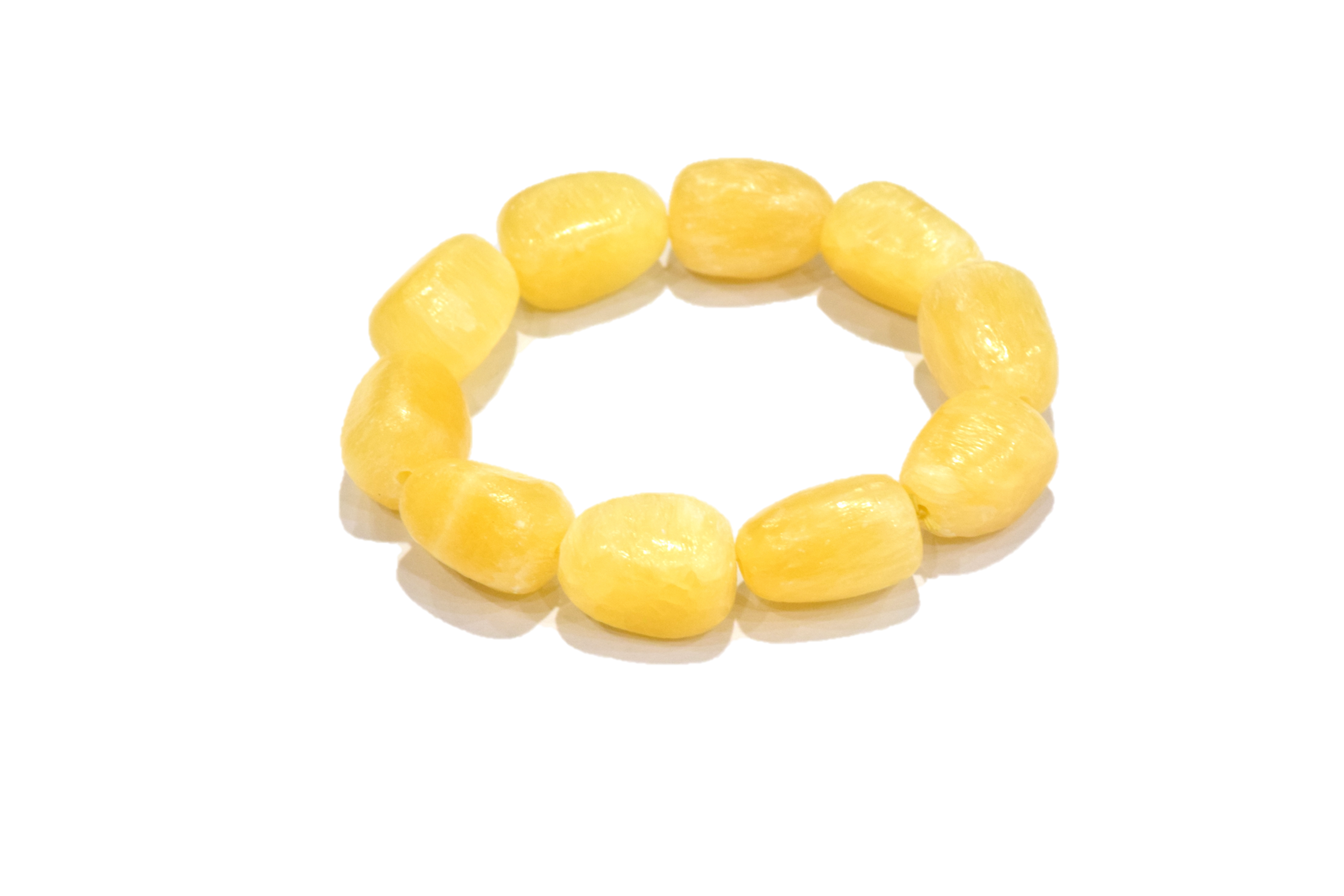 Gold Silk Yellow Jade Plain Tumble Beads 12x18mm Size Bracelet