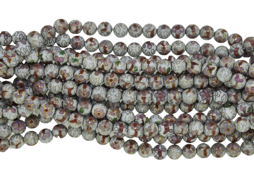 Μικρογραφία: Meenakari Carved On White Stone Round Shape Beads,8mm Size,1 Strand 16" Length