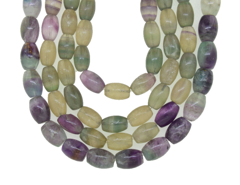 الصورة المصغرة: Natural Fluorite Barrel Shape Beads 11*16 mm Size, 1 Strand of 16 Inches Length
