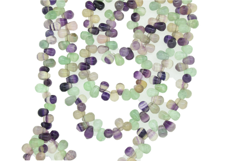 Thumbnail: Natural Fluorite Teardrop Shape Beads 7*10 mm Size, 1 Strand 16 Inches Length