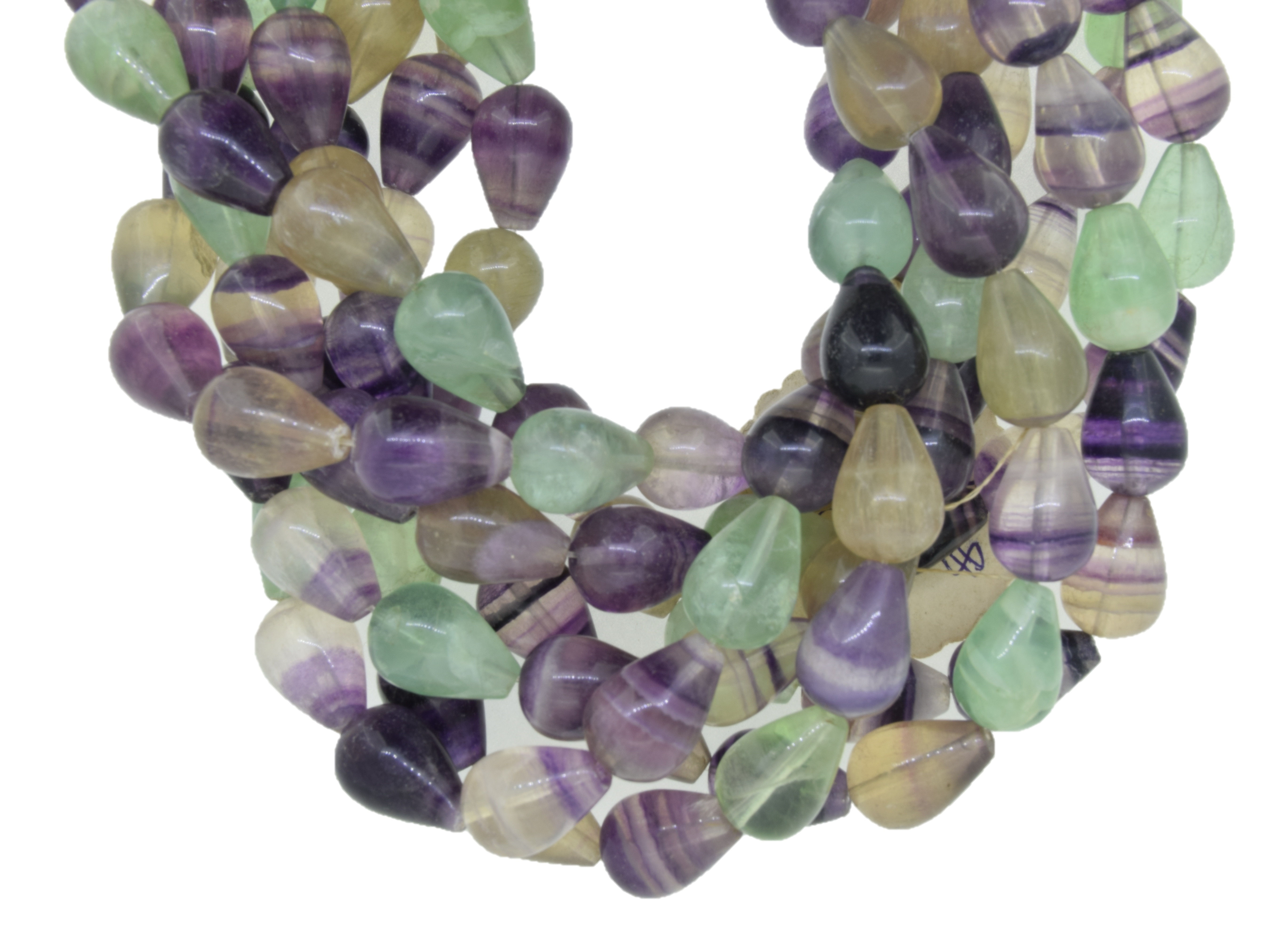 Natural Fluorite Teardrop Shape Beads 12*17 mm Size, 1 Strand 16 Inches Length