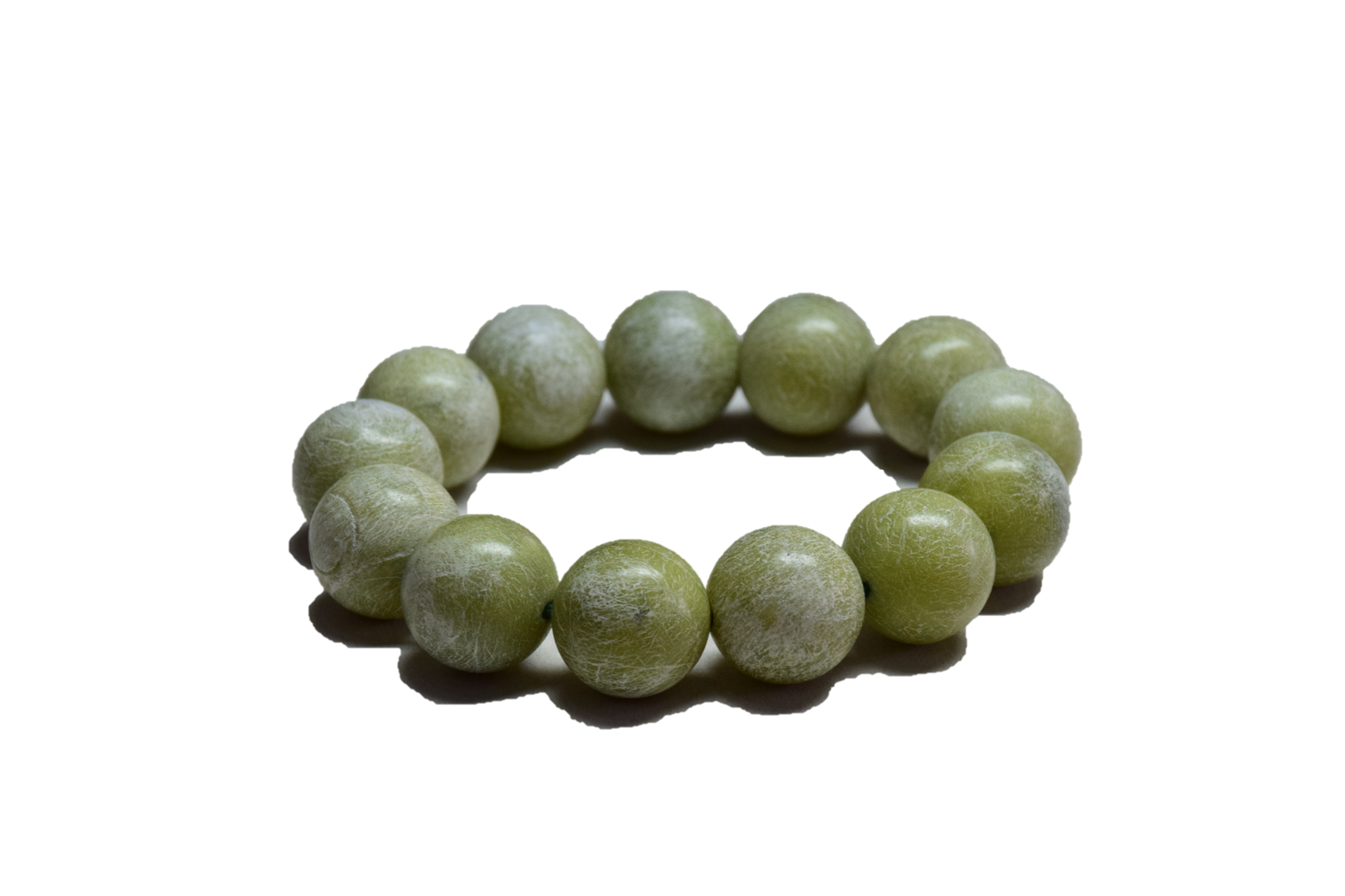 Green Jade Plain Round Beads Stretch Bracelet, Beads size 16 mm