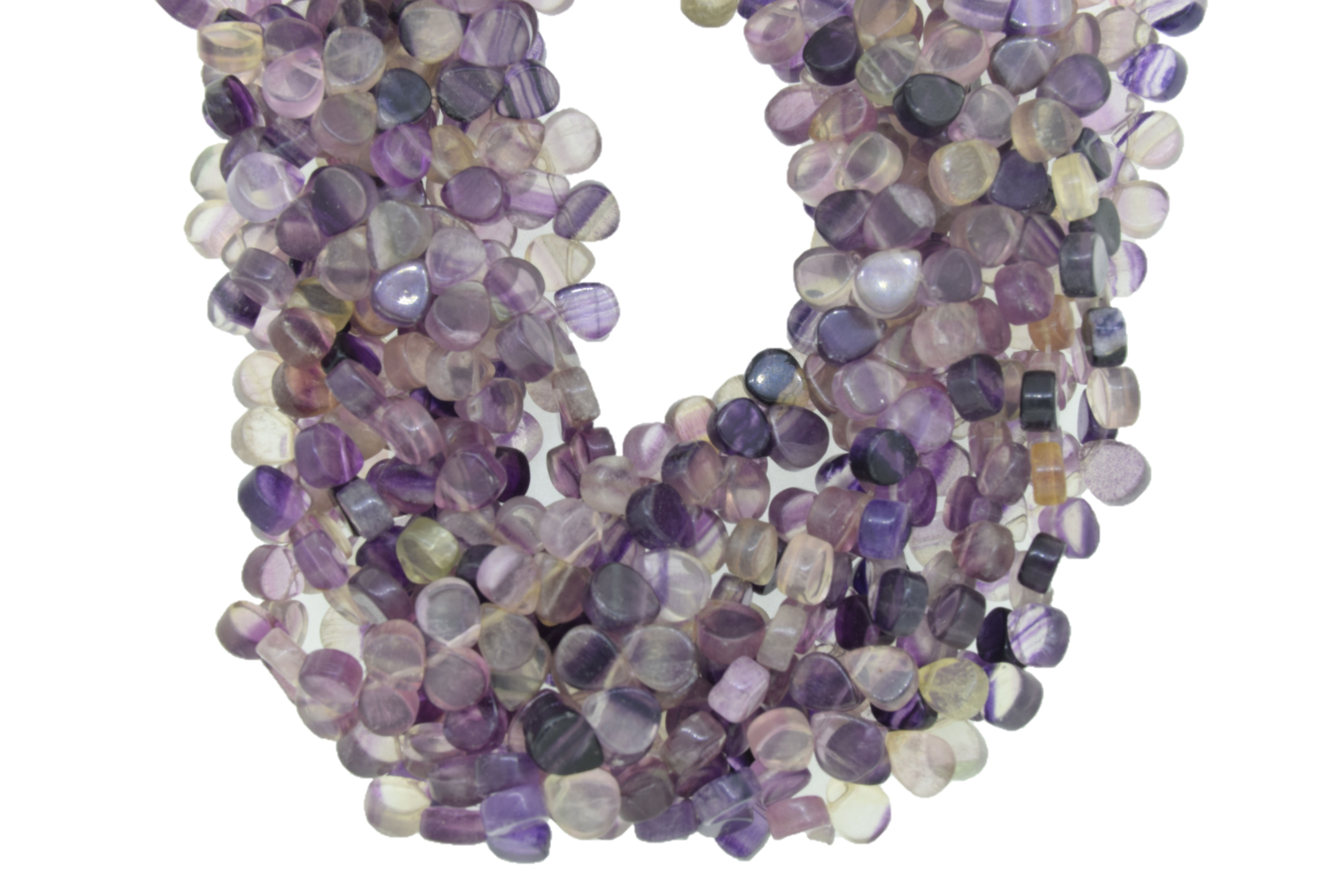 Natural Fluorite Flat Pear Shape Beads 7*9mm Size, 1 Strand of 16 Inches Length