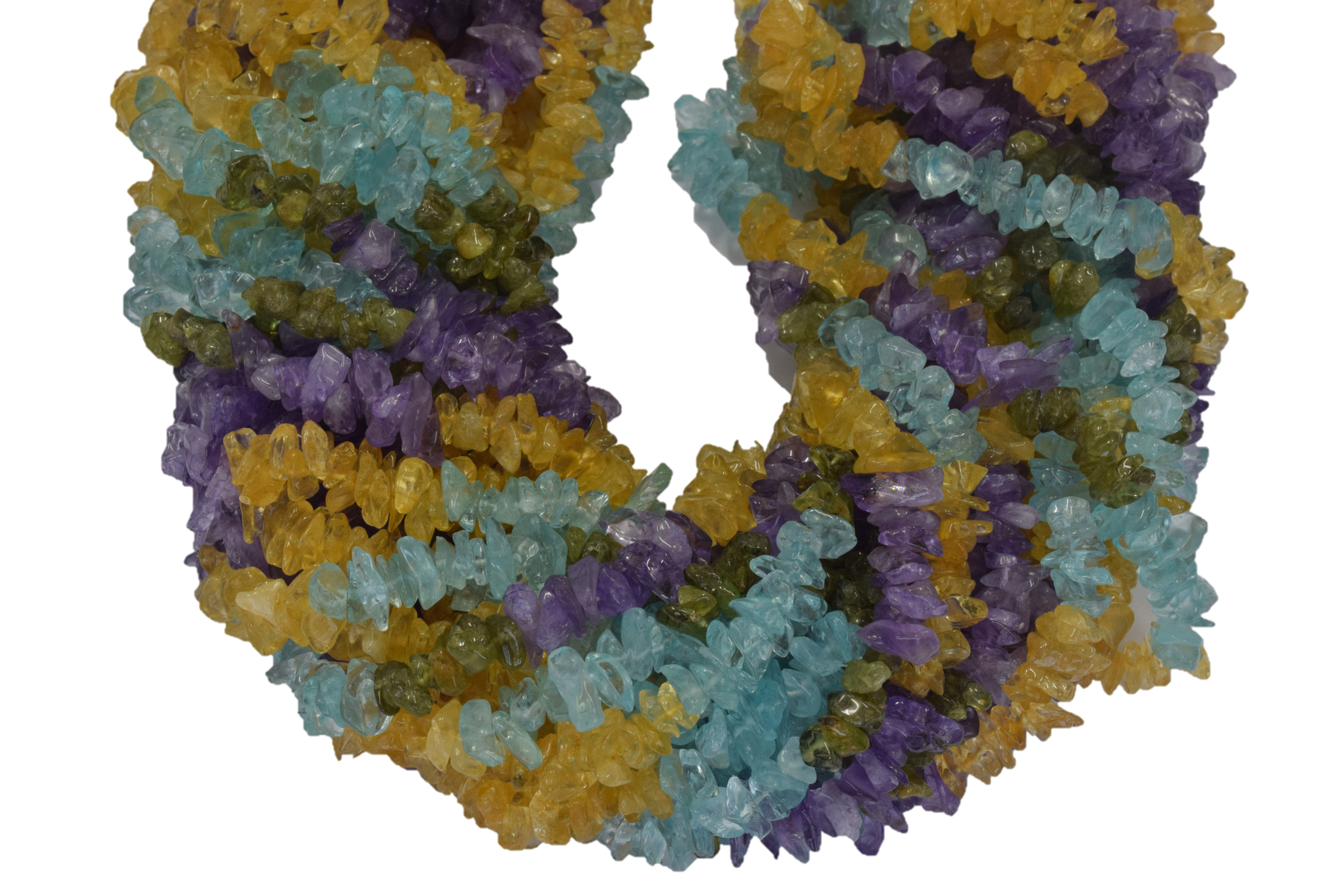 Multi Gemstone Beads Natural Chips Beads , 2 strands Each of 34" Length