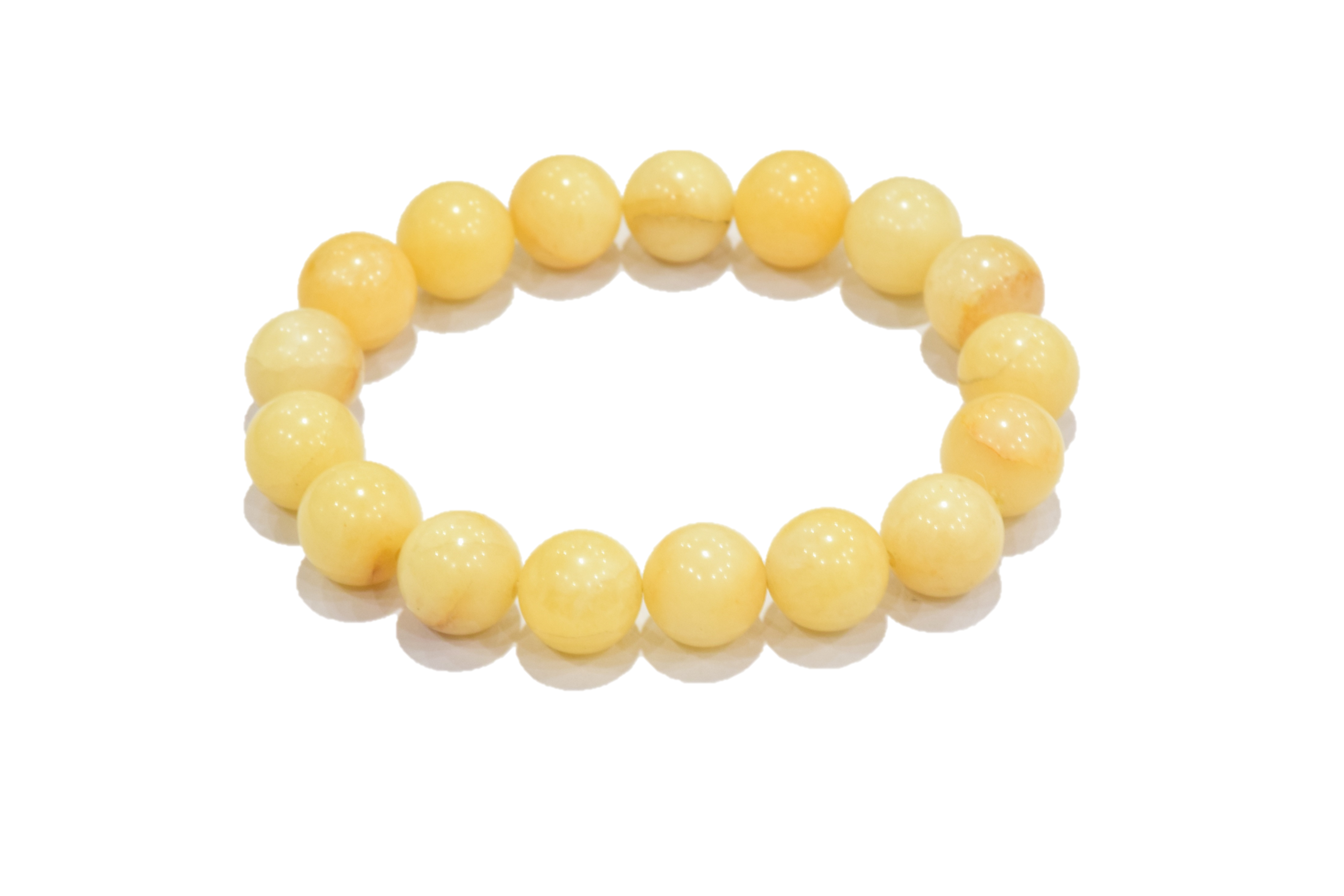 Gold Silk Yellow Jade Plain Round 14mm Size Beads Bracelet