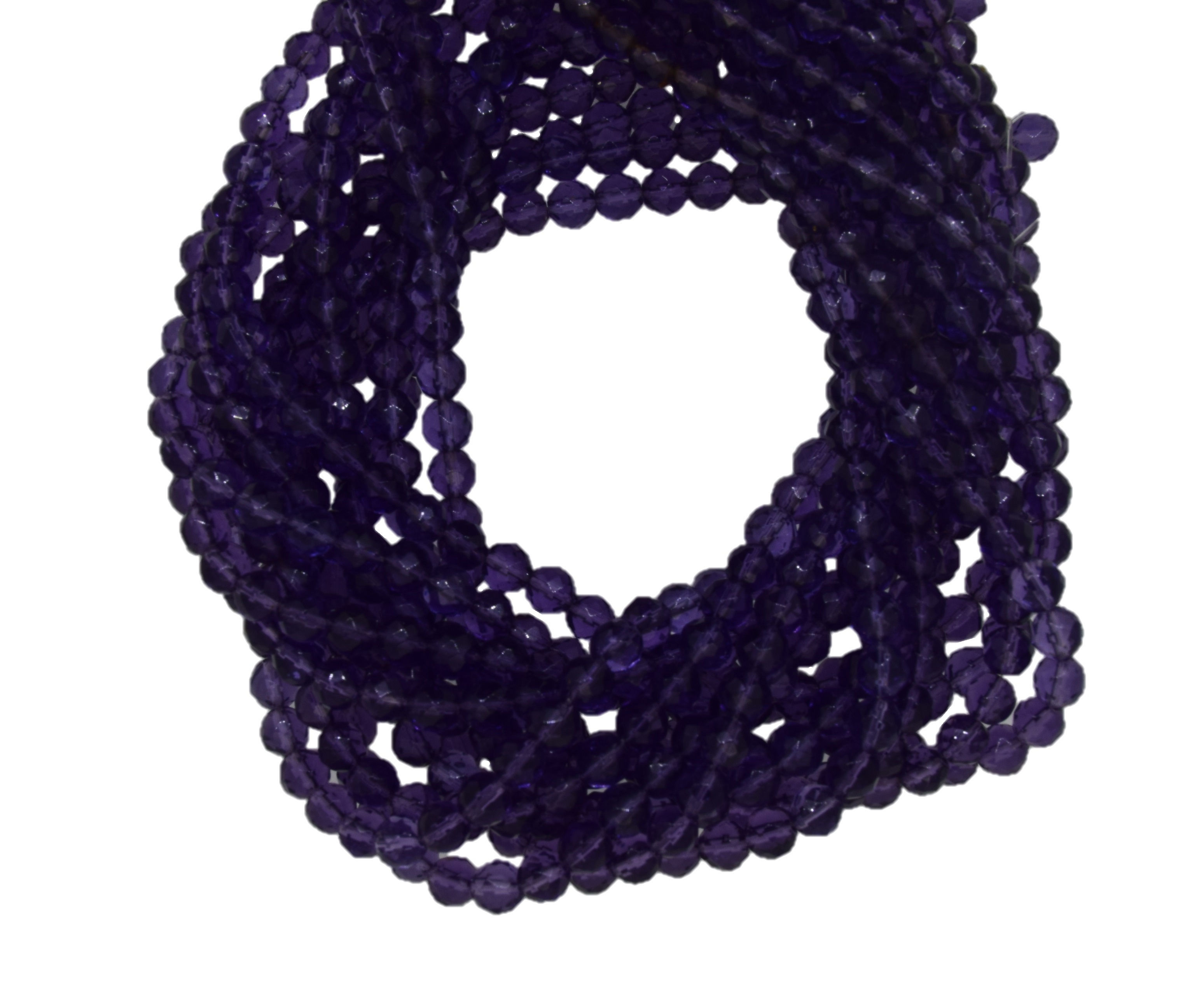 Amethyst Faceted Round Shape Beads ,6mm Size, 1 Strand Each Of 14" Length