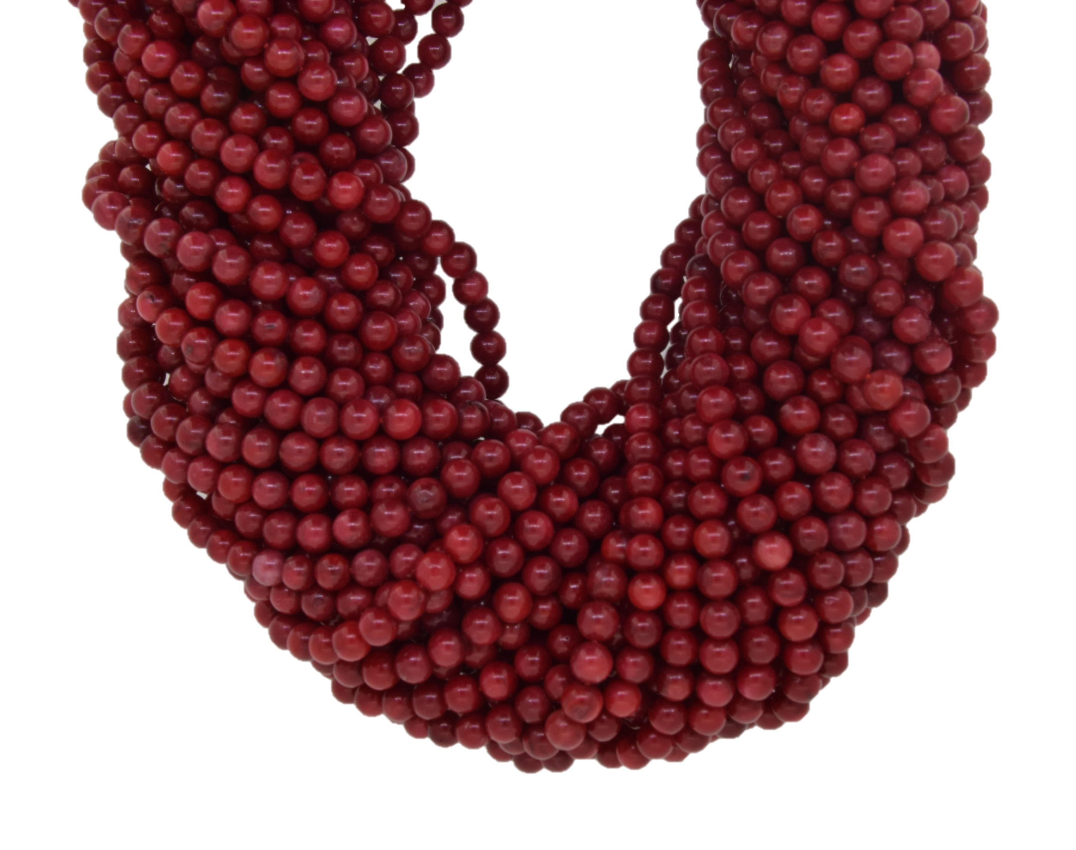 Red Bamboo Coral Plain Round Shape Beads 5mm Size, 1 Strand Each of 16" Length