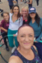 Anna meeting Rachel JB Jones and other hula hoop instructors