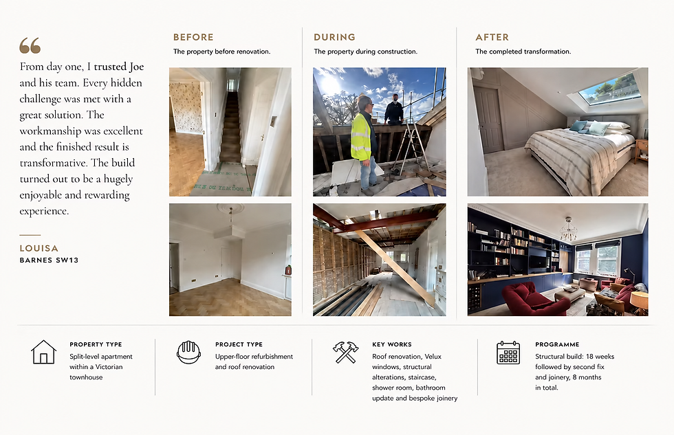 Louisa, Barnes, SW13 Refurbishment and roof renovation