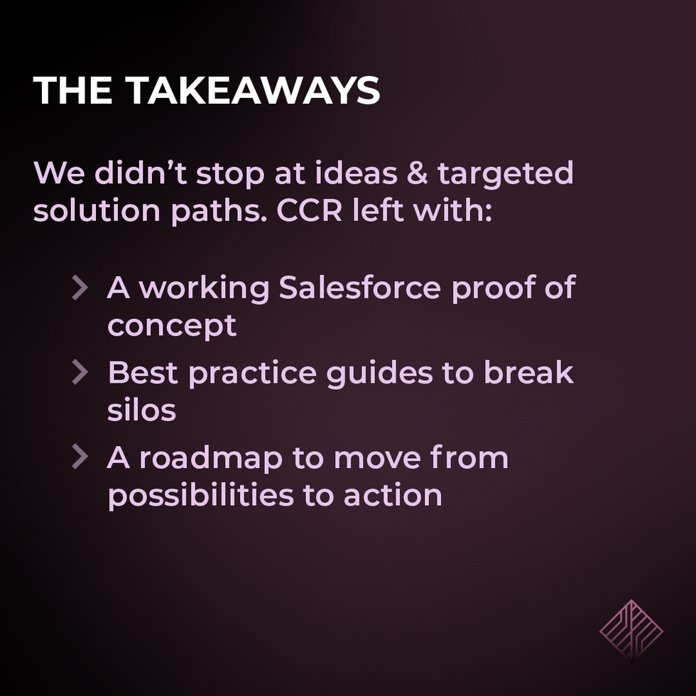 The Takeaways: Working Salesforce POC, Best practices to break siloes, and a roadmap