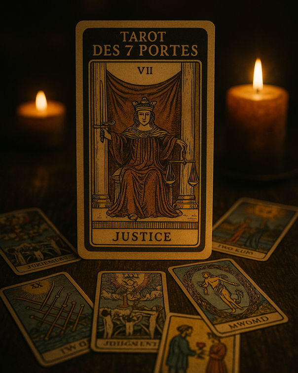 Illustration symbolique représentant une guidance spirituelle avec le tarot.