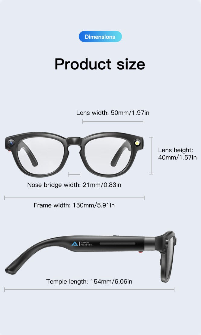 Thumbnail: XFroi AI Smart Glasses,4K Camera, Translator, Dimming Lenses, 32GB