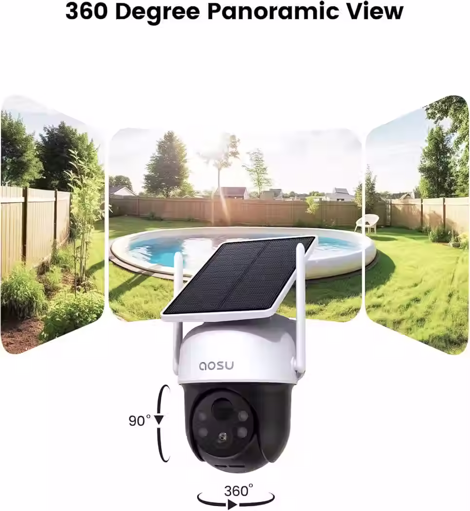 Thumbnail: AOSU Solar Camera Security Outdoor - 100% Wire-Free. WiFi connection