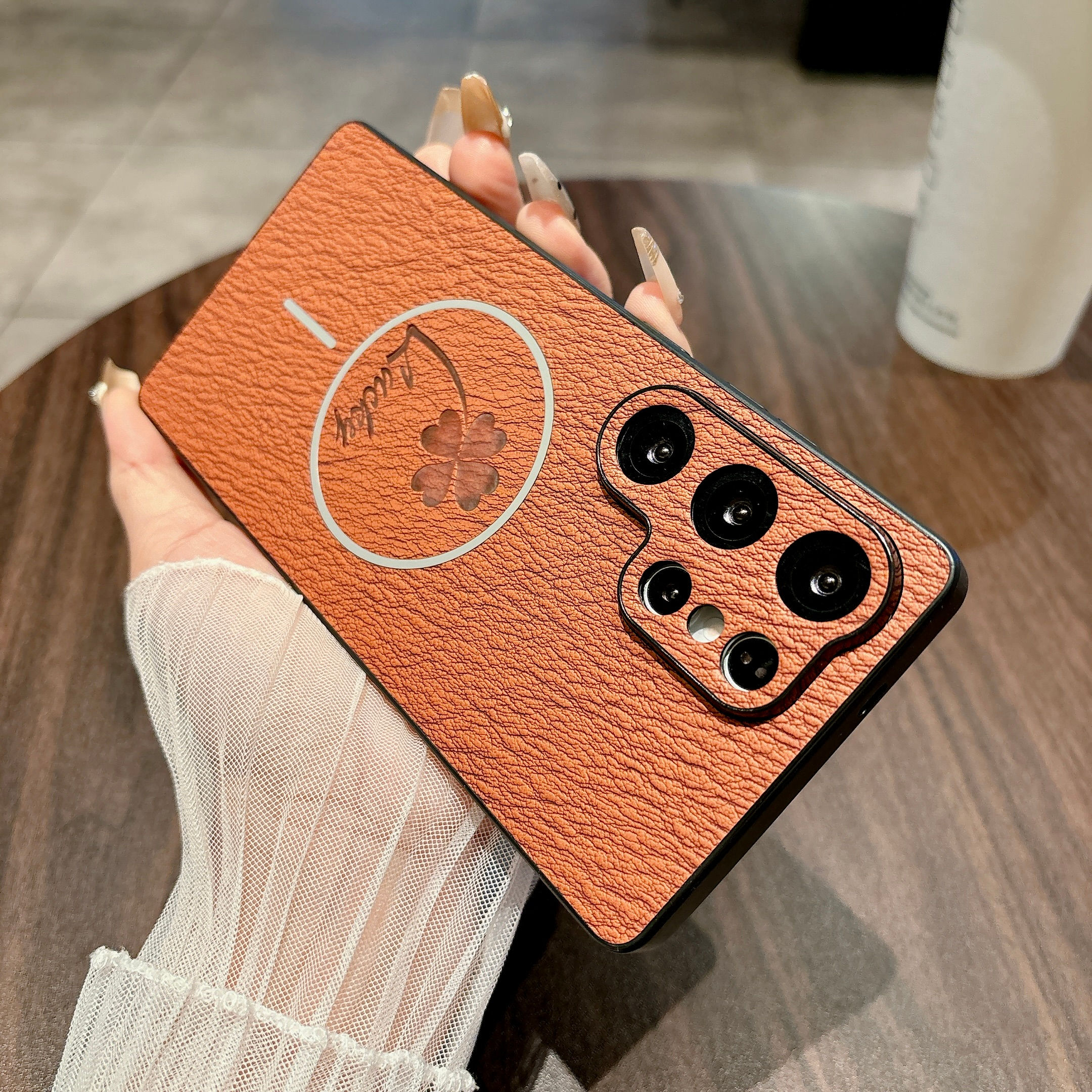 New High Quality Clover Leather Phone Case for Samsung Galaxy S25 Edge S24 Ultra