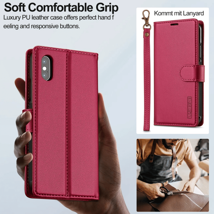 Thumbnail: For iPhone X / XS LC.IMEEKE L2 Series Detachable Magsafe PU Phone Case with Lan