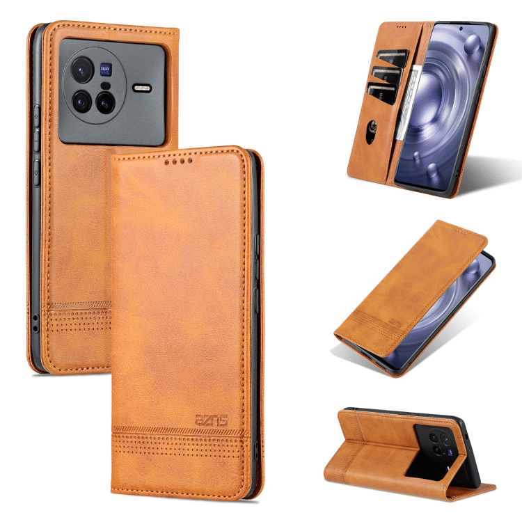 Miniatyrbilde: AZNS Calf Texture Magnetic Leather Wallet Phone Case for vivo