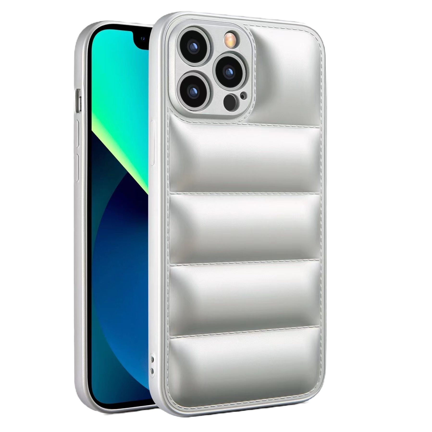 3D Puffer Jacket Style Phone Case Cotton TPU Soft Touch Shockproof Cover for iPh