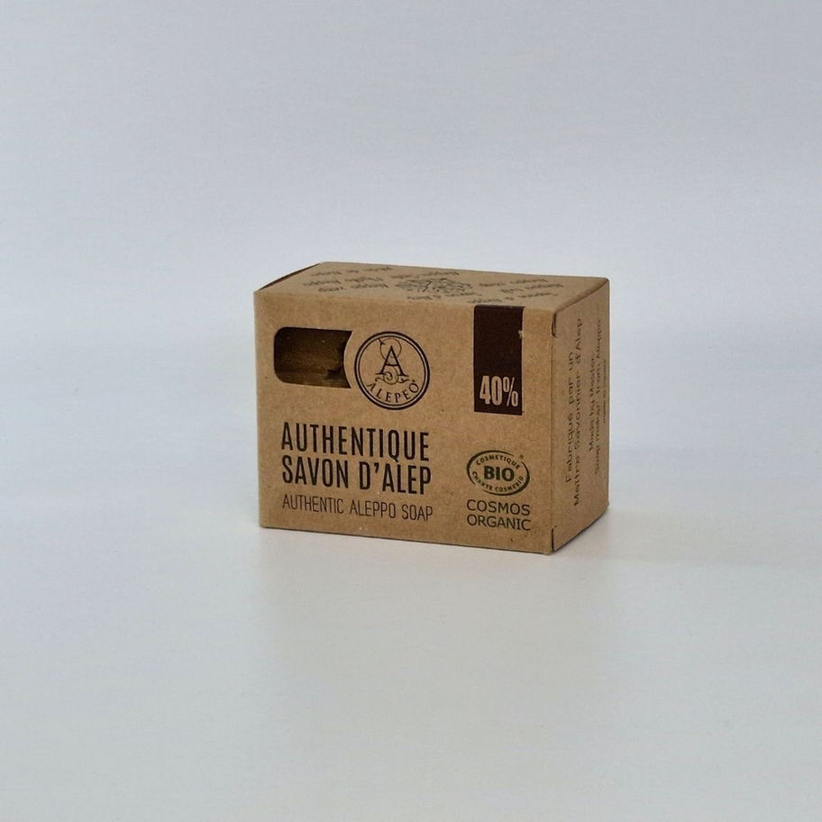 Original Aleppo-Seife mit 40% Lorbeeröl – traditionell, BIO & COSMOS Organic zertifiziert