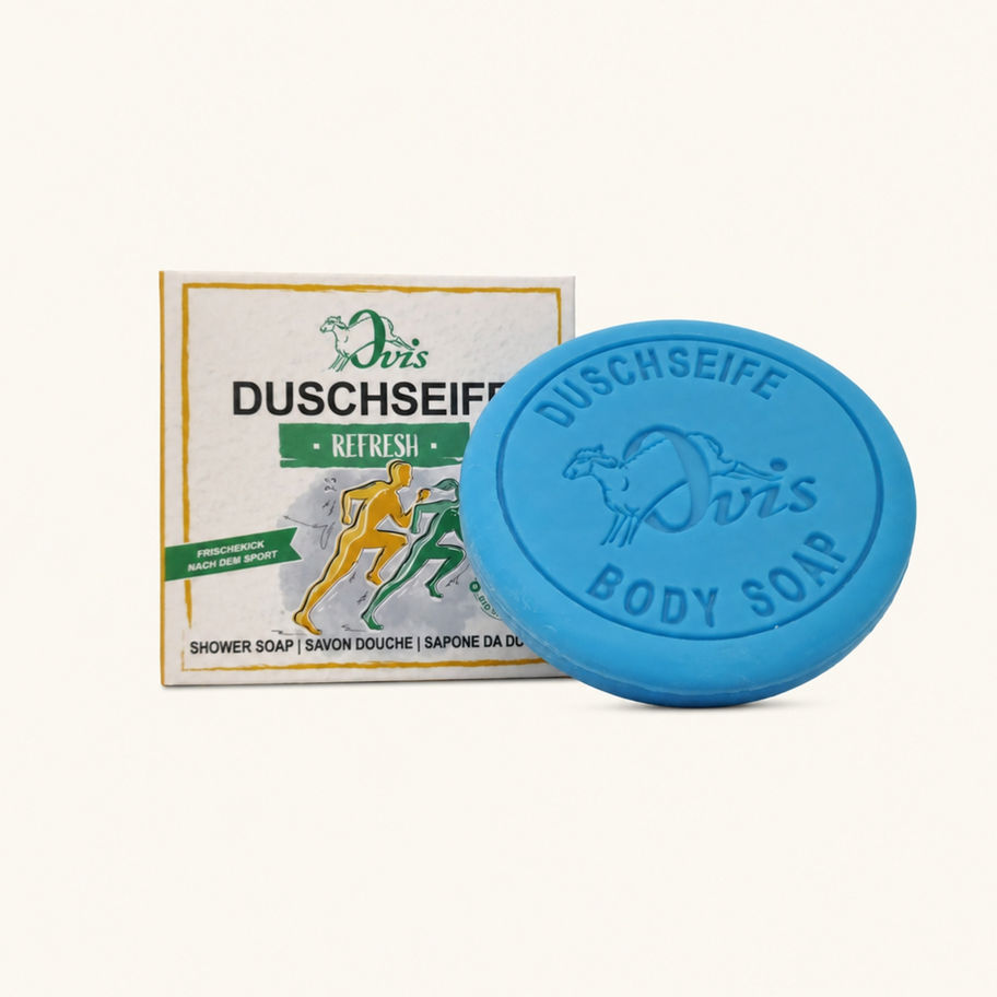 Ovis Duschseife Refresh 100 g mit Bio-Schafmilch, Sheabutter und Mandelöl in der Originalverpackung