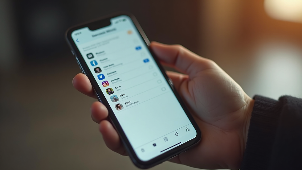 Close-up view of a smartphone displaying social media sharing options