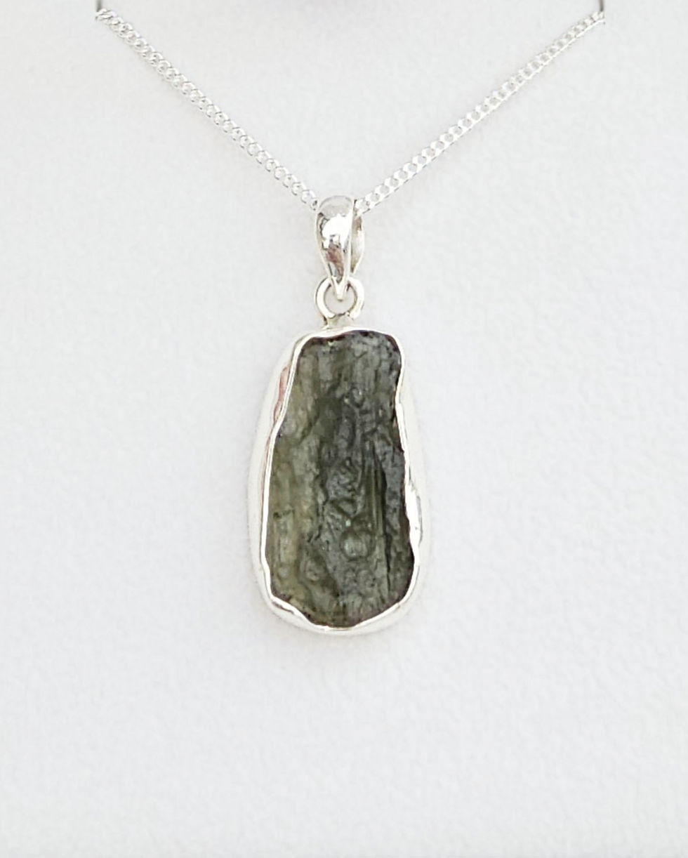 Raw Moldavite silver pendant A+++ 6.4g