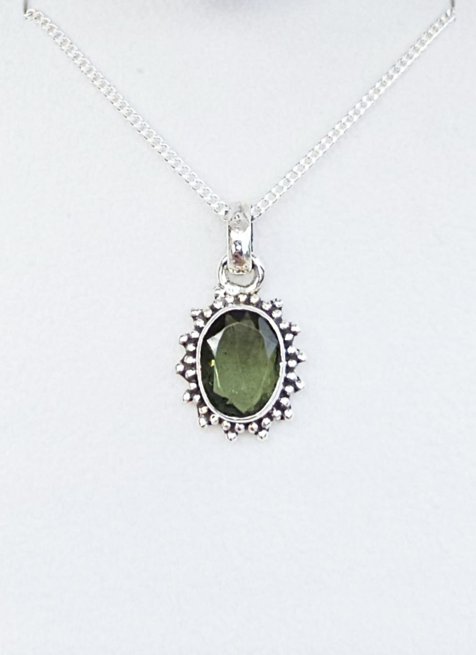Thumbnail: Faceted Moldavite silver pendant A+++ 5.7g