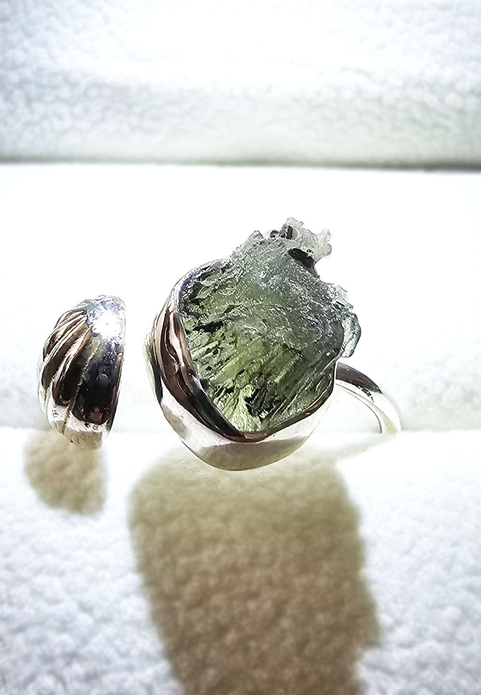 Thumbnail: Moldavite ring adjustable silver A 2.8g