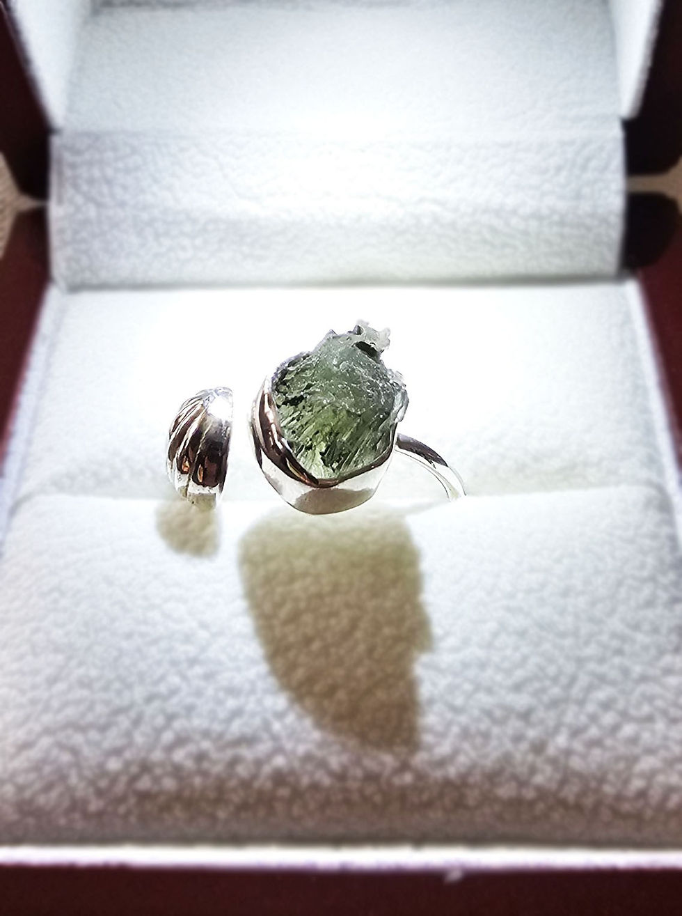 Thumbnail: Moldavite ring adjustable silver A 2.8g