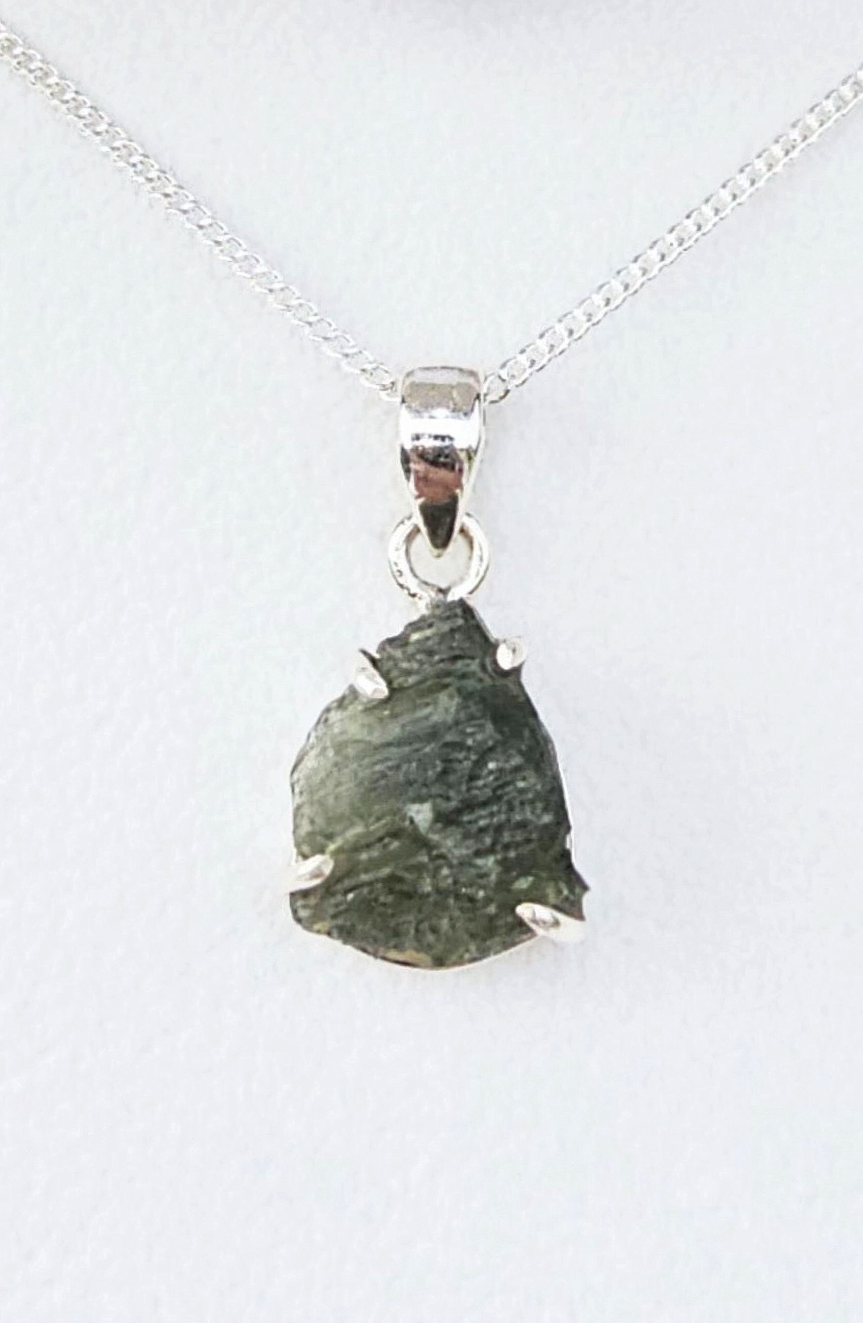 Raw Moldavite silver pendant A++ 5.8g