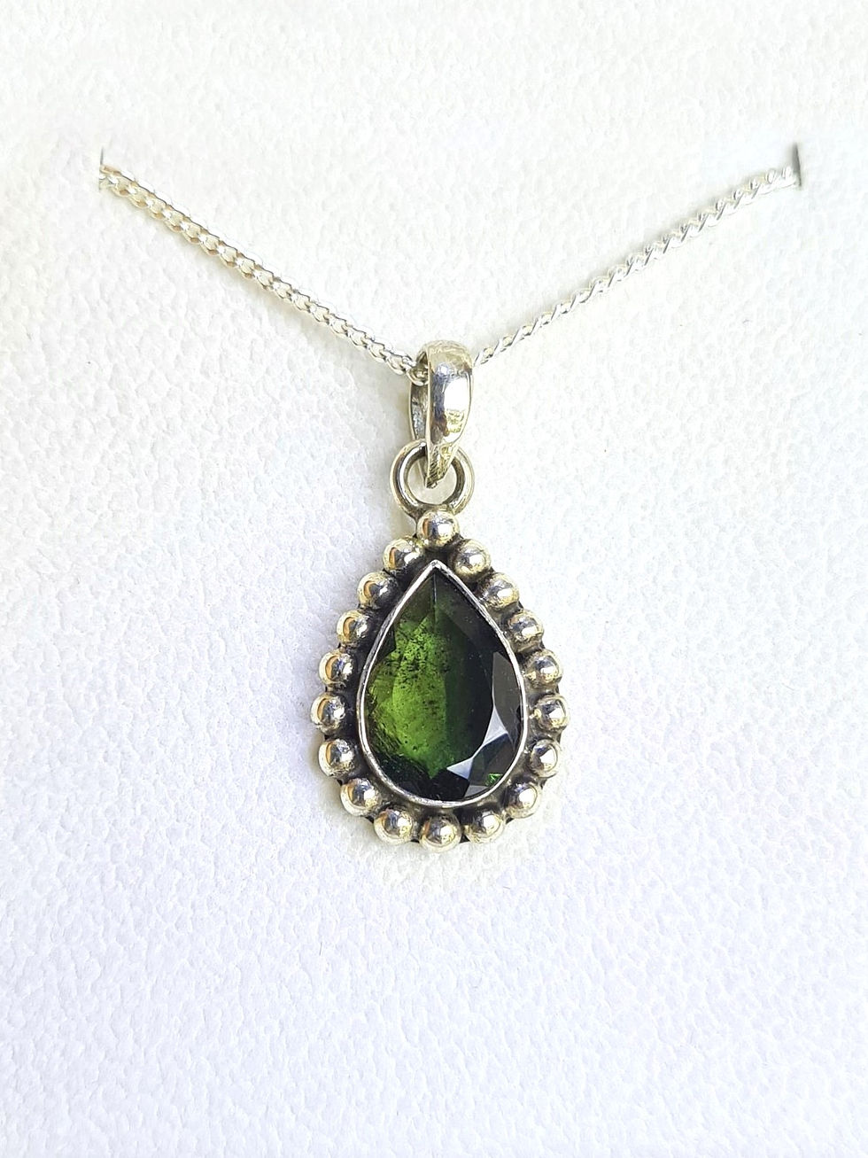 Faceted Moldavite silver pendant A+++ 8,9g