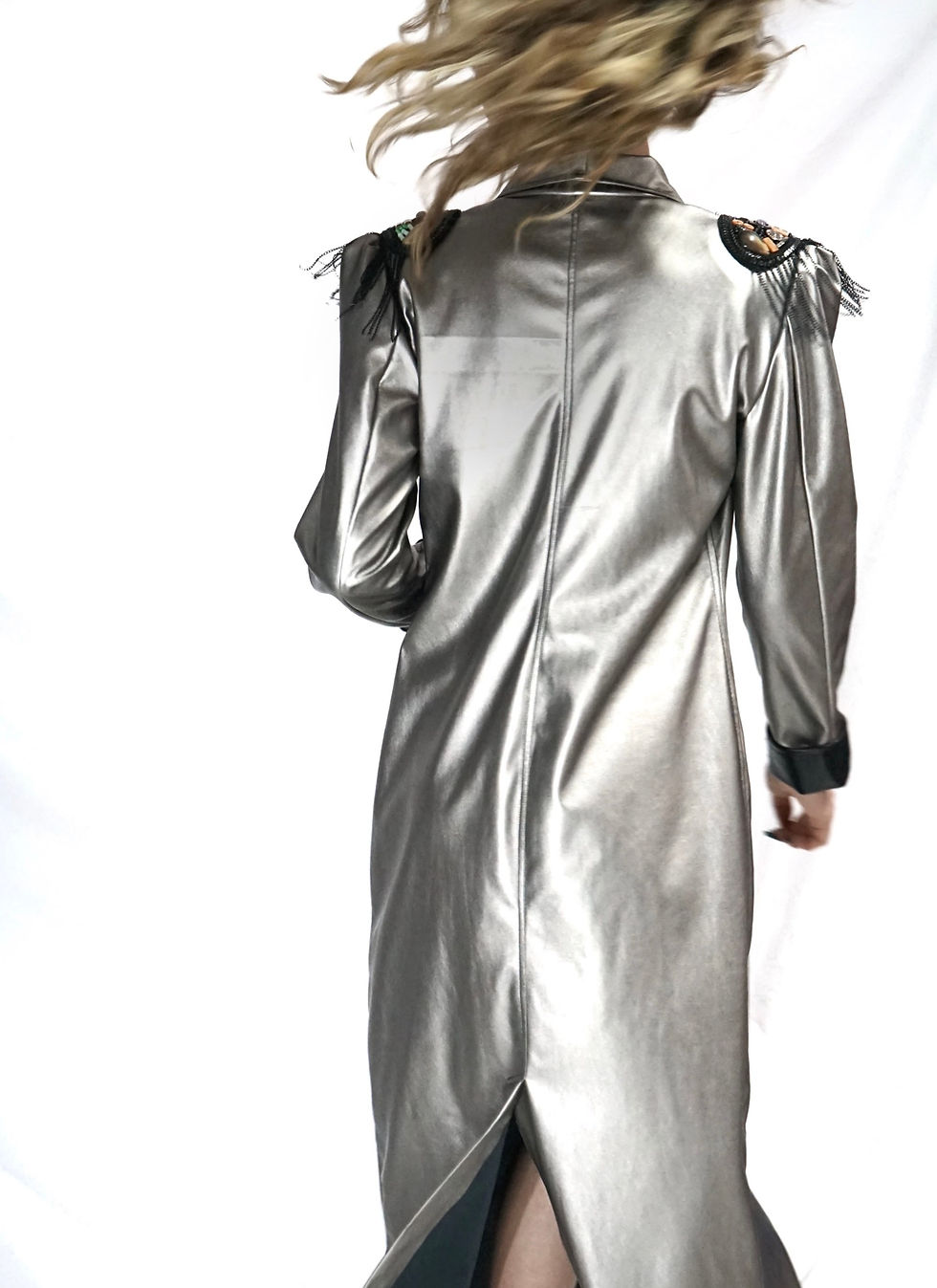 Thumbnail: Leather Coat with detailing on shoulders
