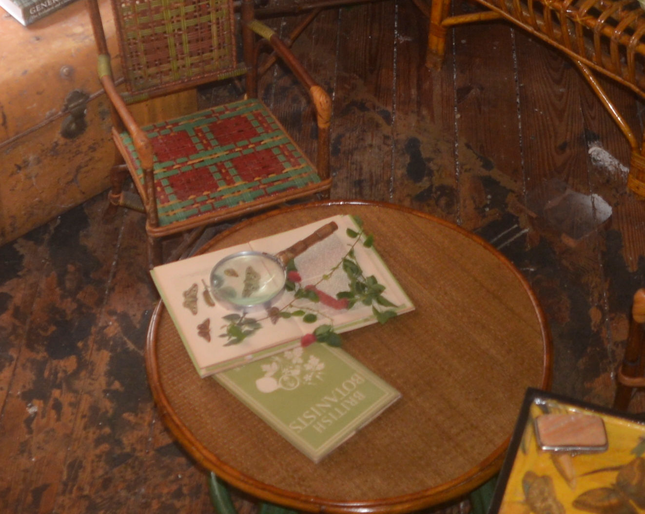 1 magnifying glass w copper handle and leather. science vibes.