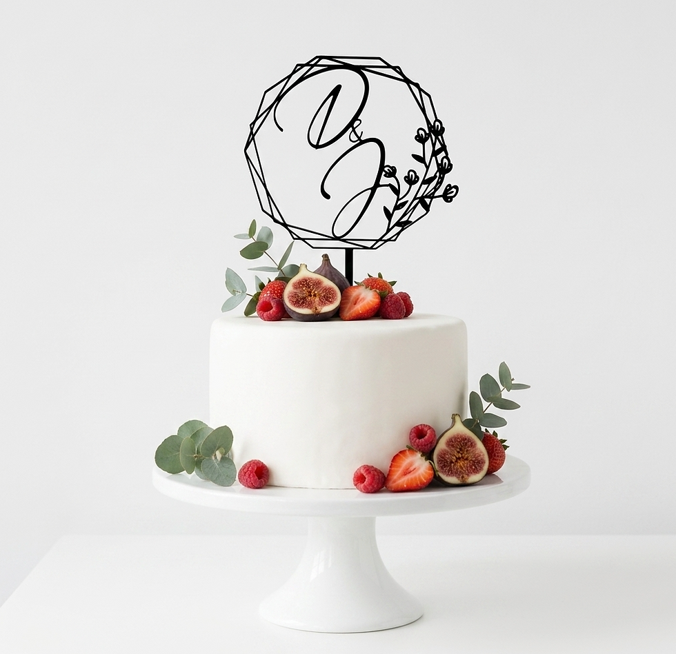 Personalisierter Cake Topper zur Hochzeit als stilvolle Tortendeko für die Hochzeitstorte, romantische Hochzeitsdeko Kuchen.
