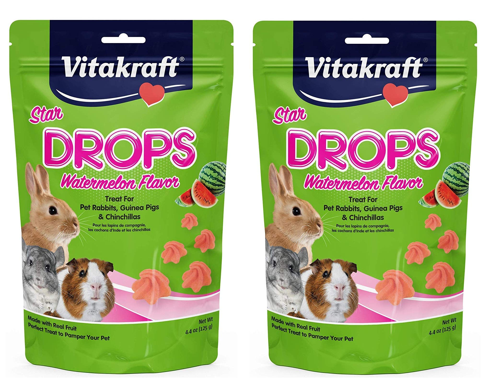 Vitakraft 2 Pack of Star Drops Treats, 4.4 Ounces Each, Watermelon Flavor, for P