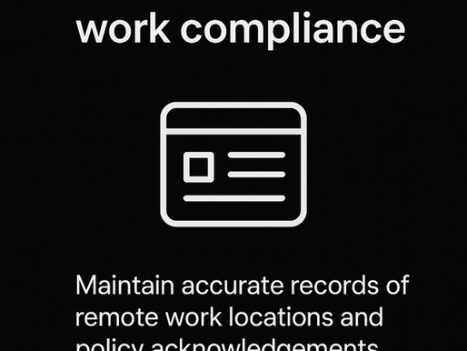 Black background graphic with bold white text that reads: “Where are you working from?” Designed to prompt foreign national employees to disclose their remote work location, reinforcing the importance of H-1B compliance for HR teams.