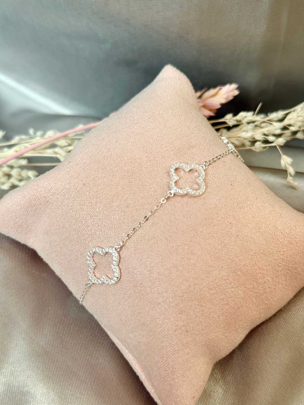 Thumbnail: CZ Open Clover Bracelet