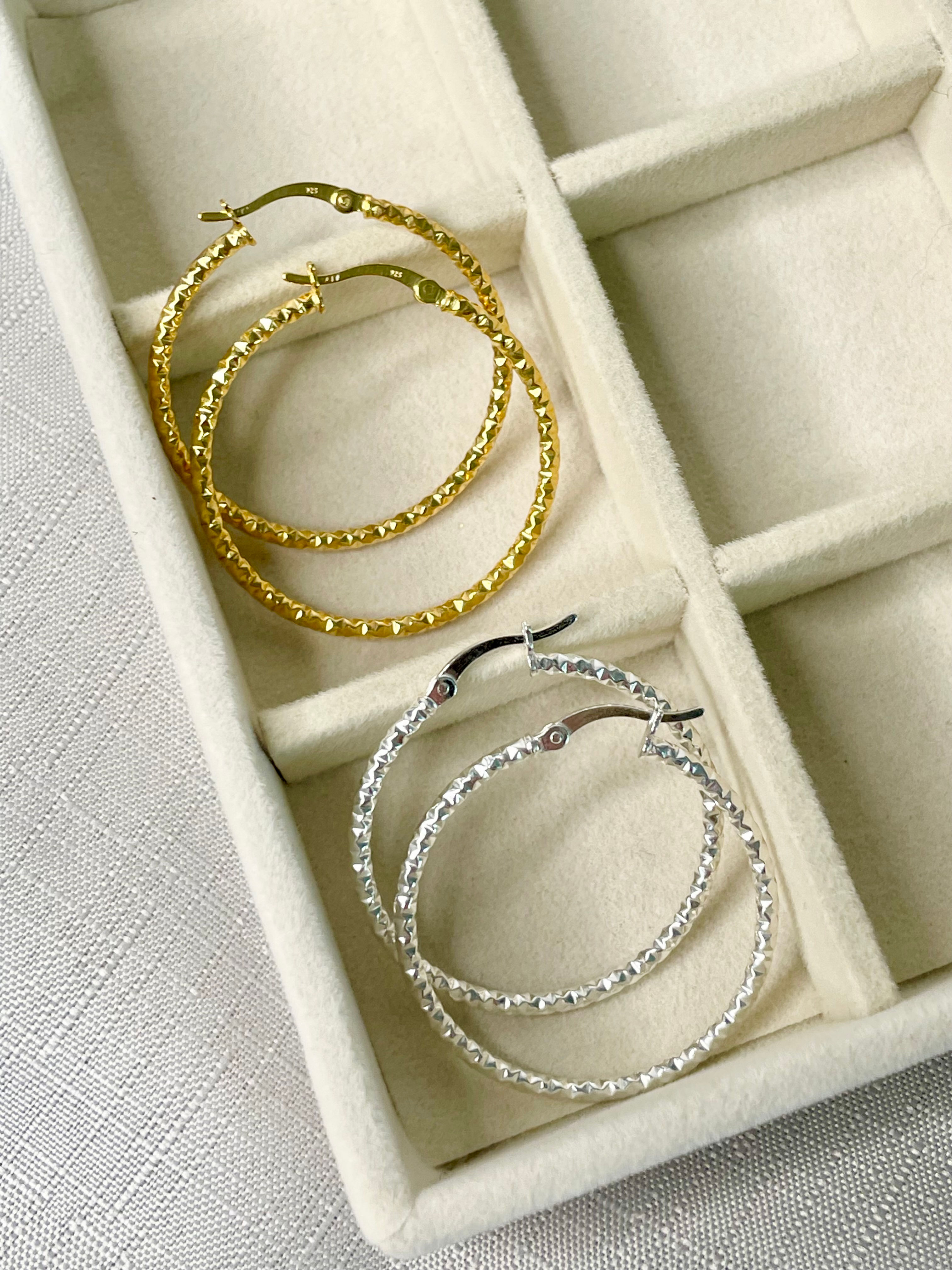 33mm Diamond Cut Hoops