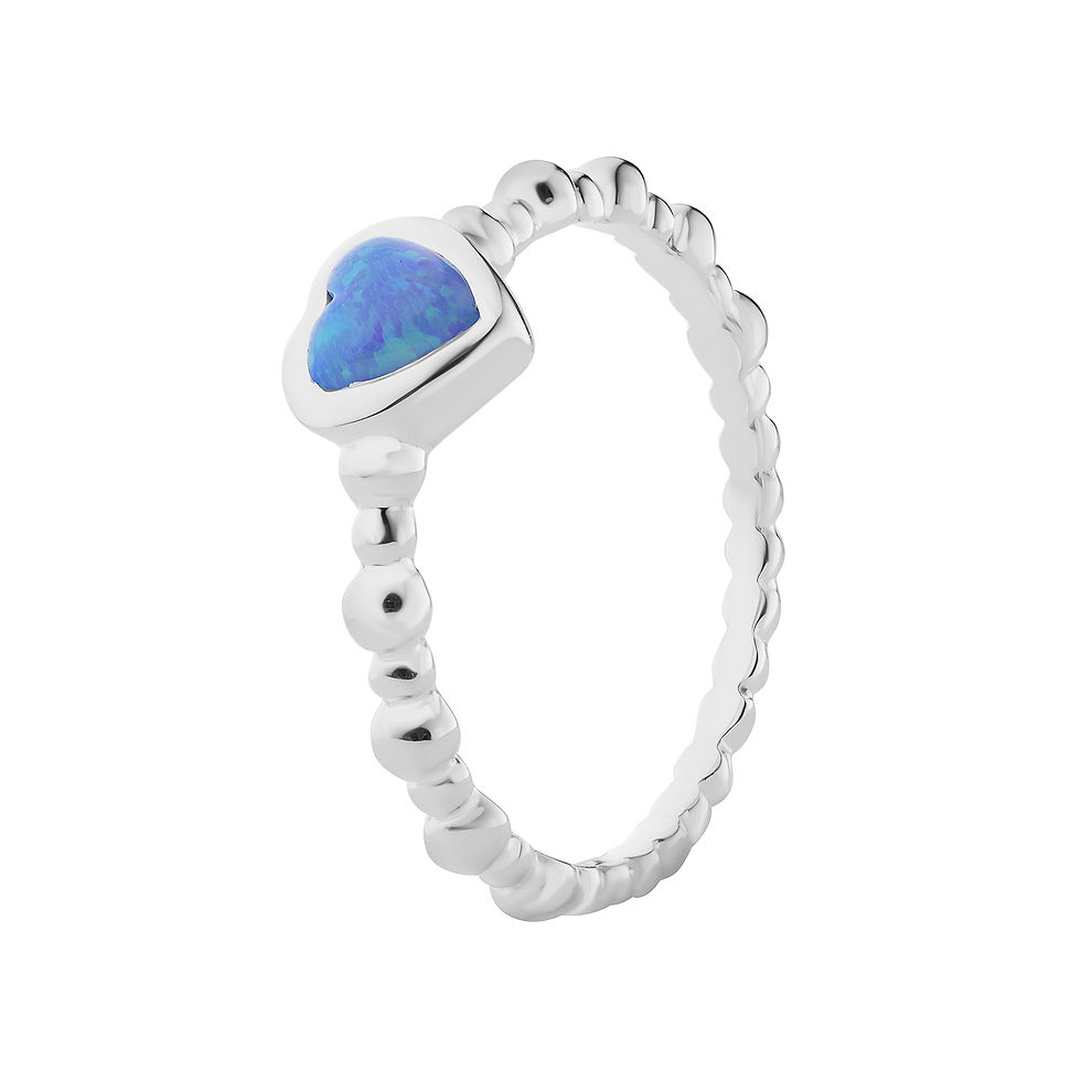Thumbnail: Blue Opal Heart Beaded Ring