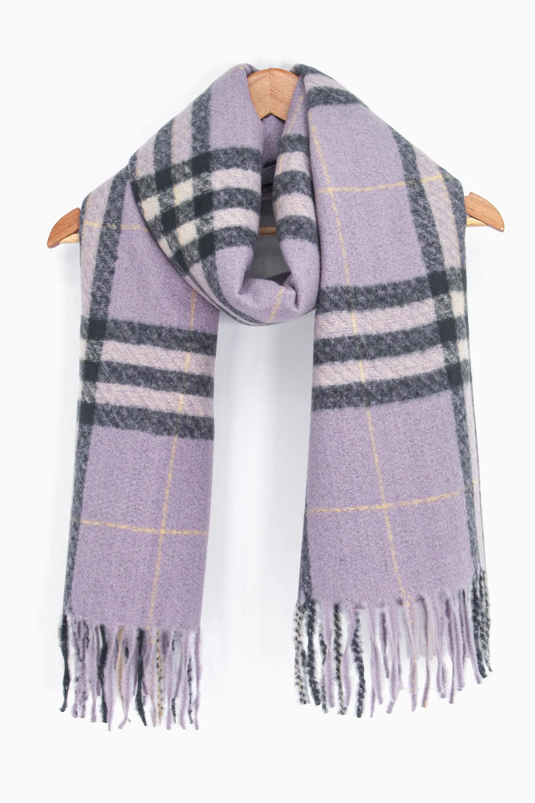 Lilac Traditional Check Heavyweight Scarf