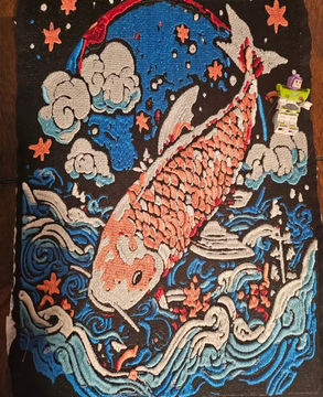 Koi fish swimming down fantasy water