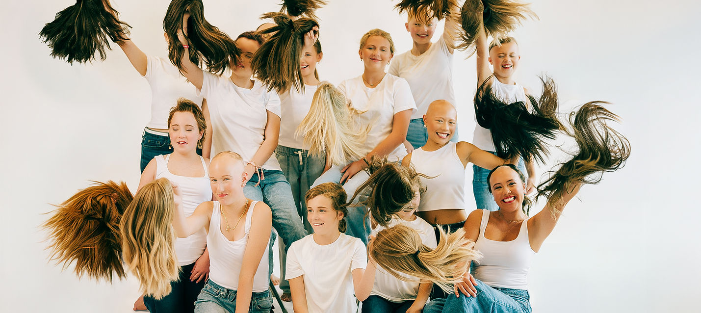 Children and teens celebrating with human hair wigs - Wigs by Tiffani Children's Fund recipients with cancer and alopecia