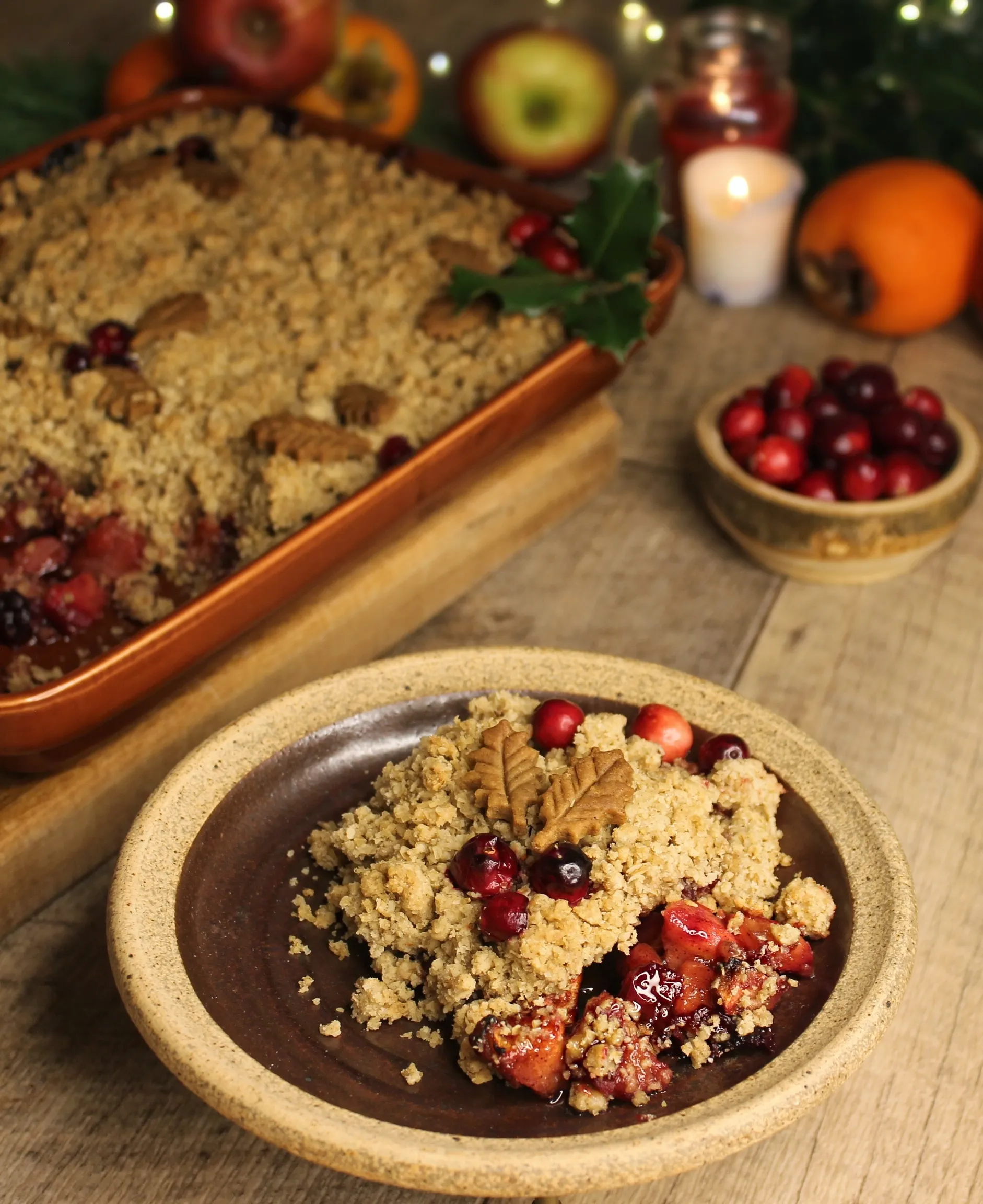 Apple, Persimmon and Cranberry Crumble