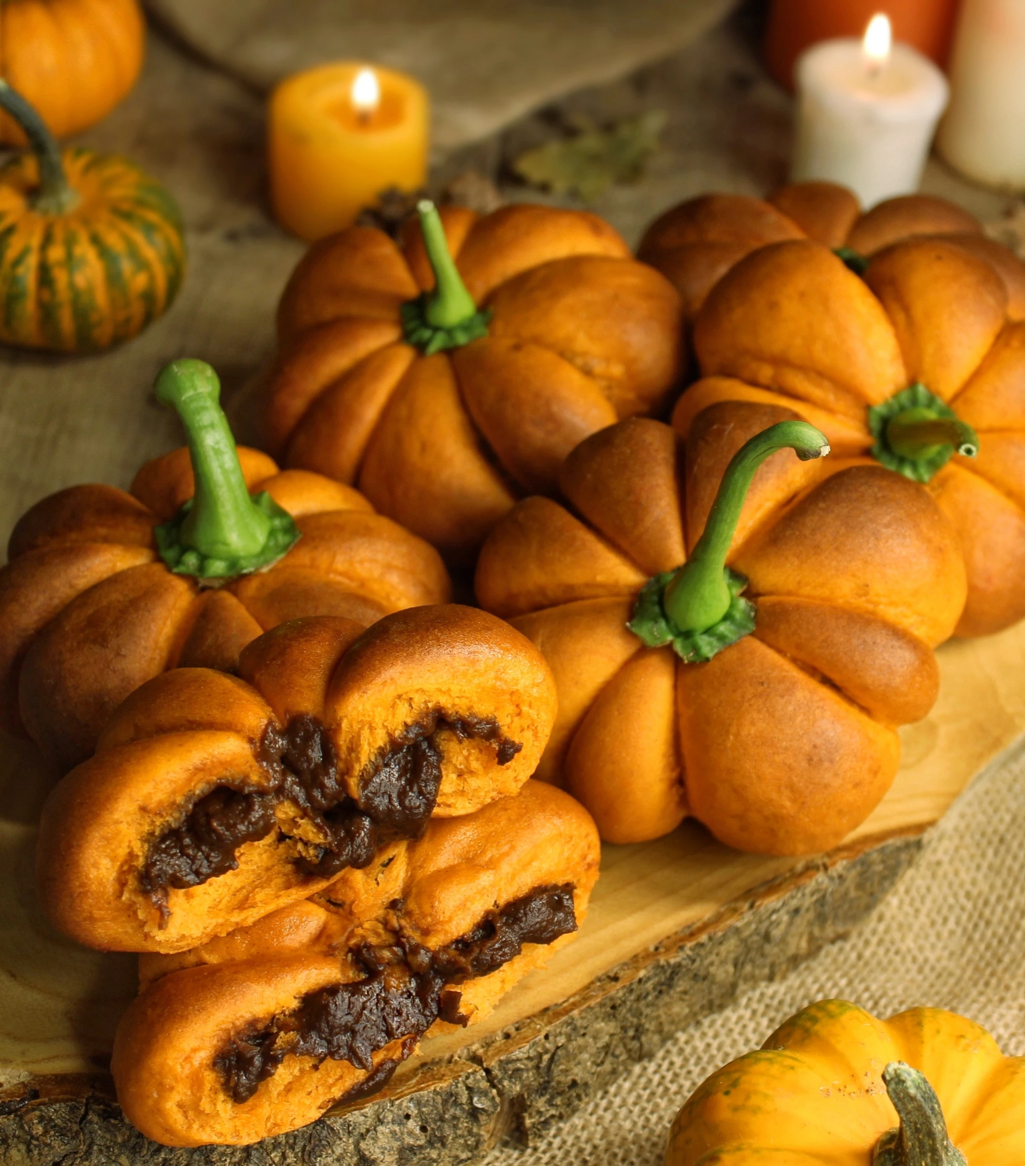 Pumpkin and Chocolate Bread Rolls