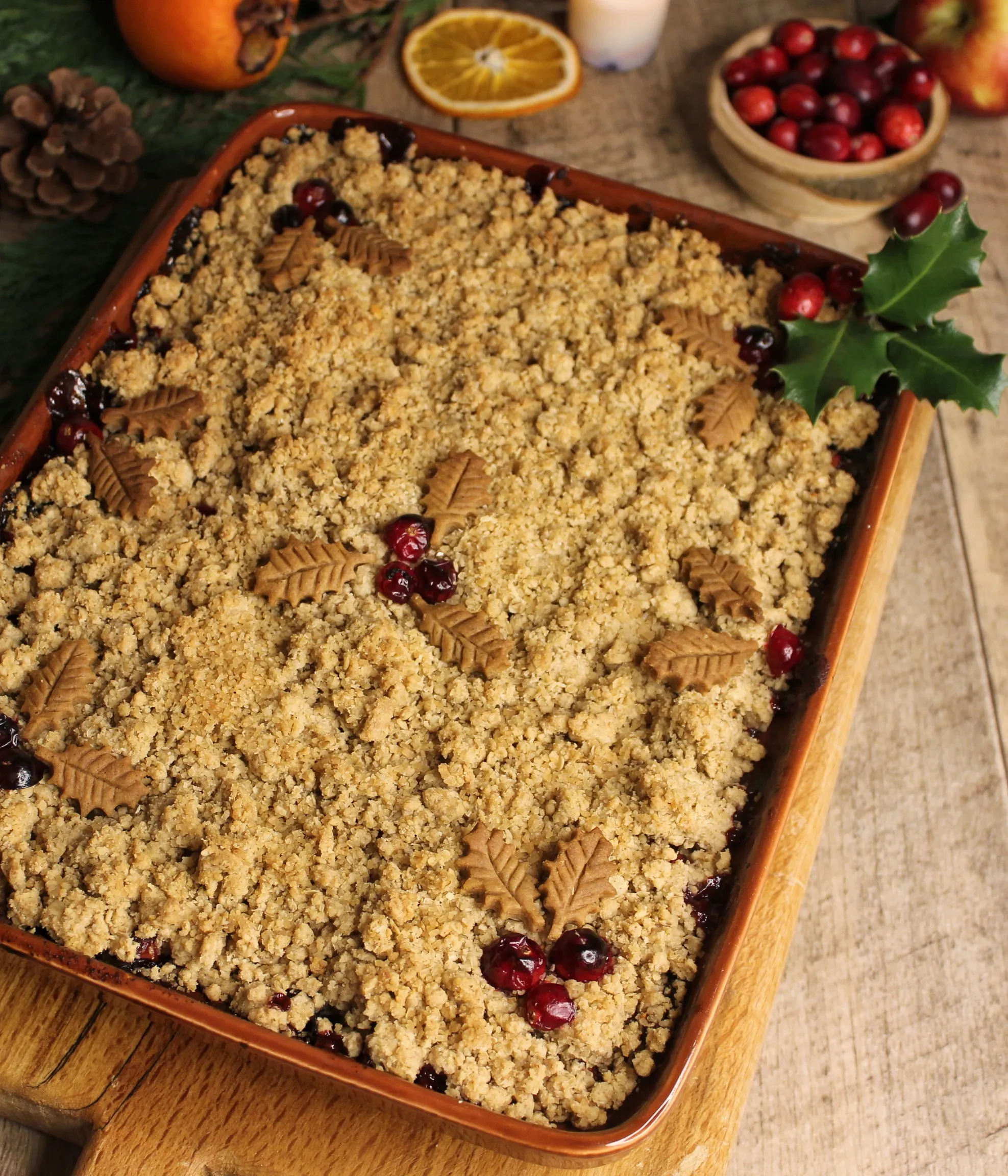 Apple, Persimmon and Cranberry Crumble