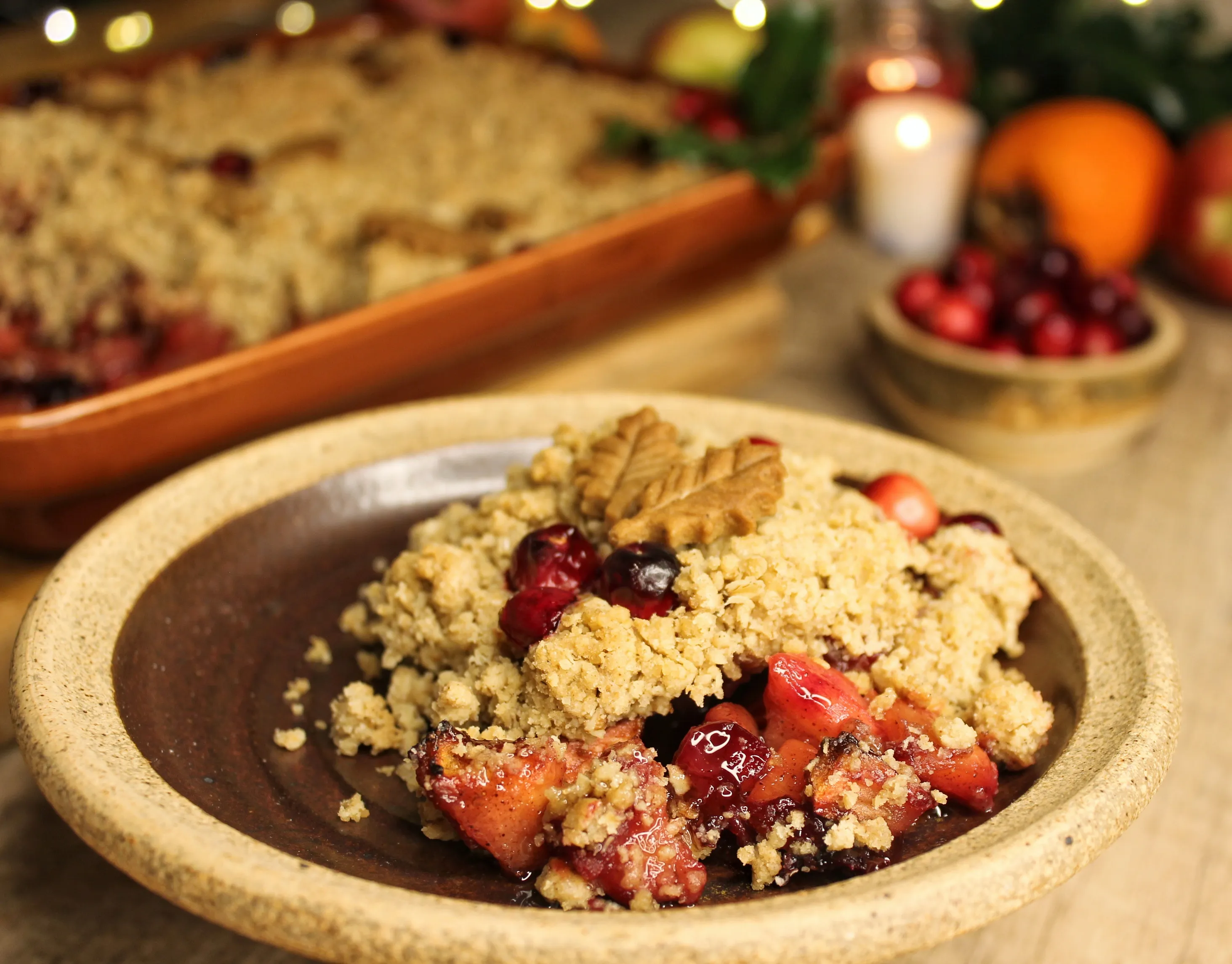 Apple, Persimmon and Cranberry Crumble