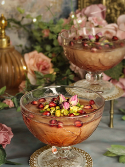 Vegan Middle Eastern Style Muhallebi (Milk pudding with rose syrup)