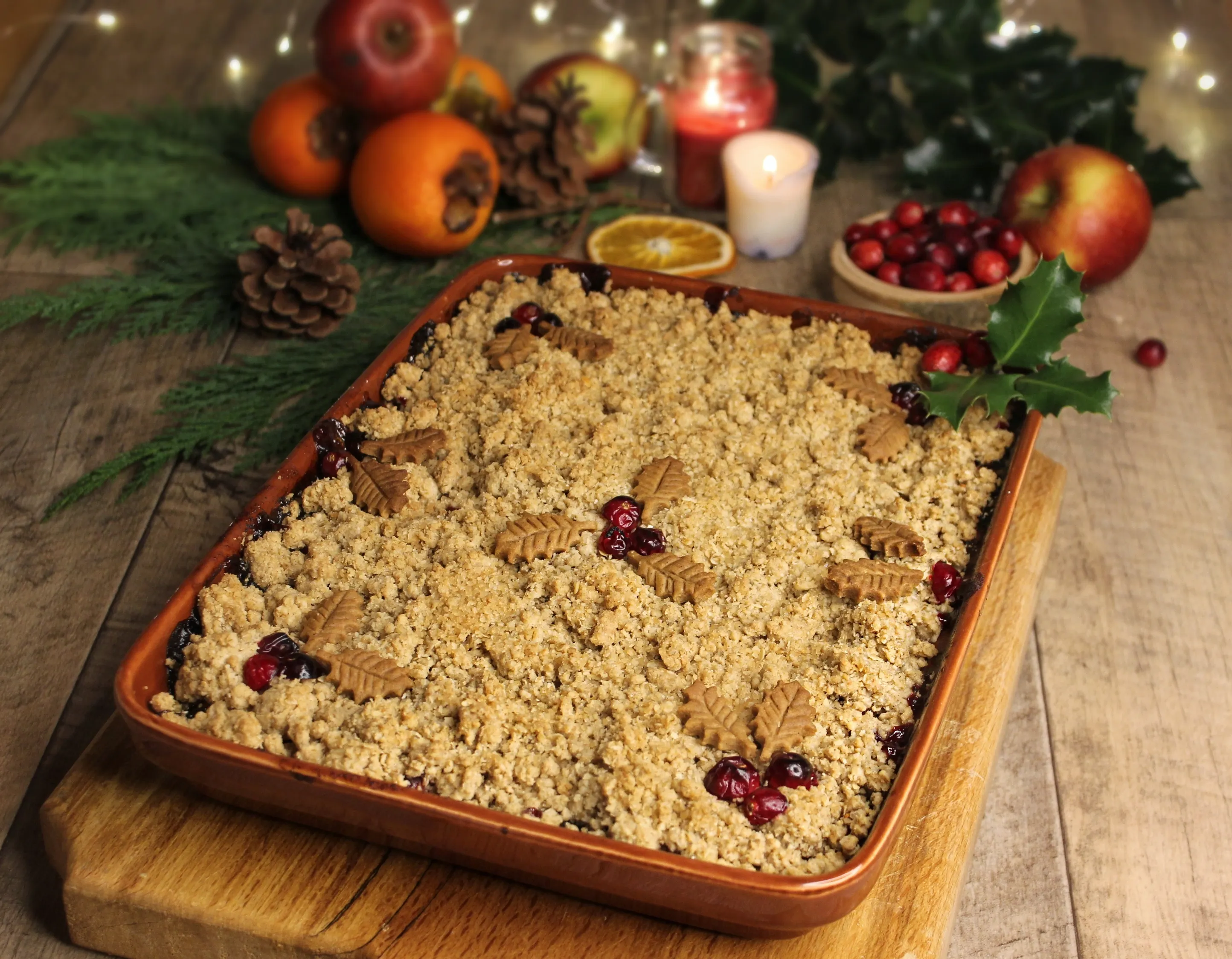 Apple, Persimmon and Cranberry Crumble