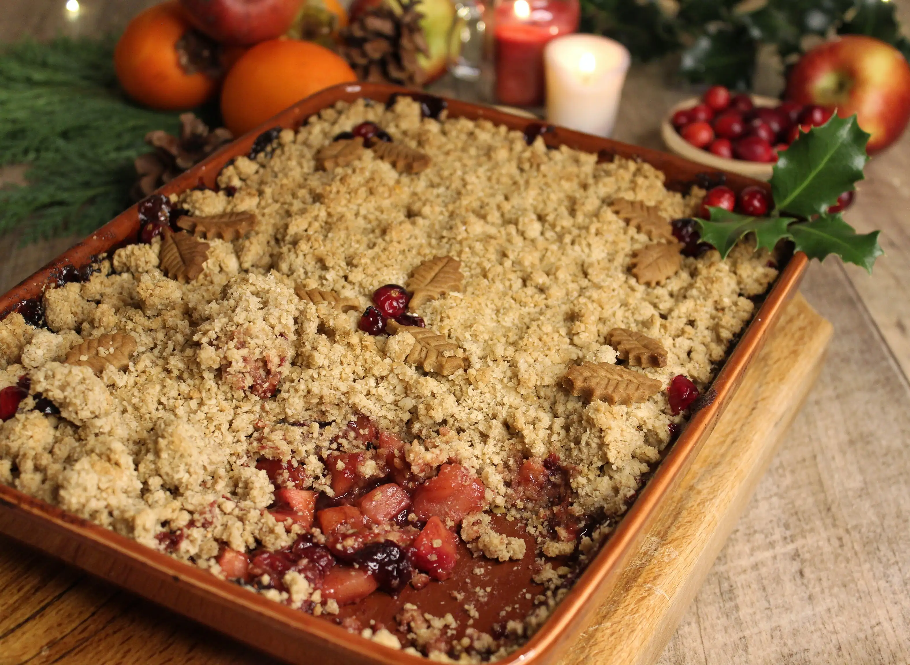 Apple, Persimmon and Cranberry Crumble