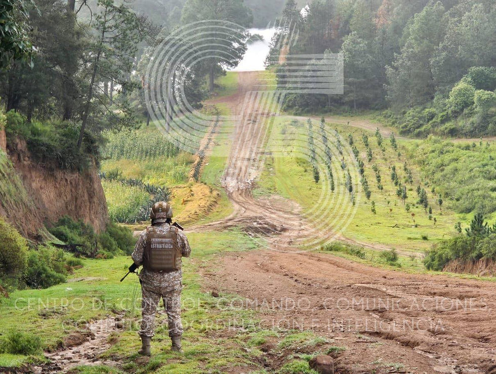 Panorámica de la zona donde se detectó la fuga en un ducto de gas de Petroleos Mexicanos. Foto: Sistema Estatal de Seguridad Pública de Tlaxcala.