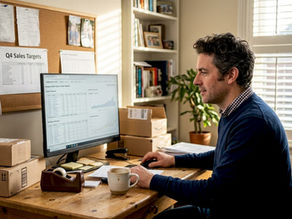 Amazon FBA seller at home office workspace